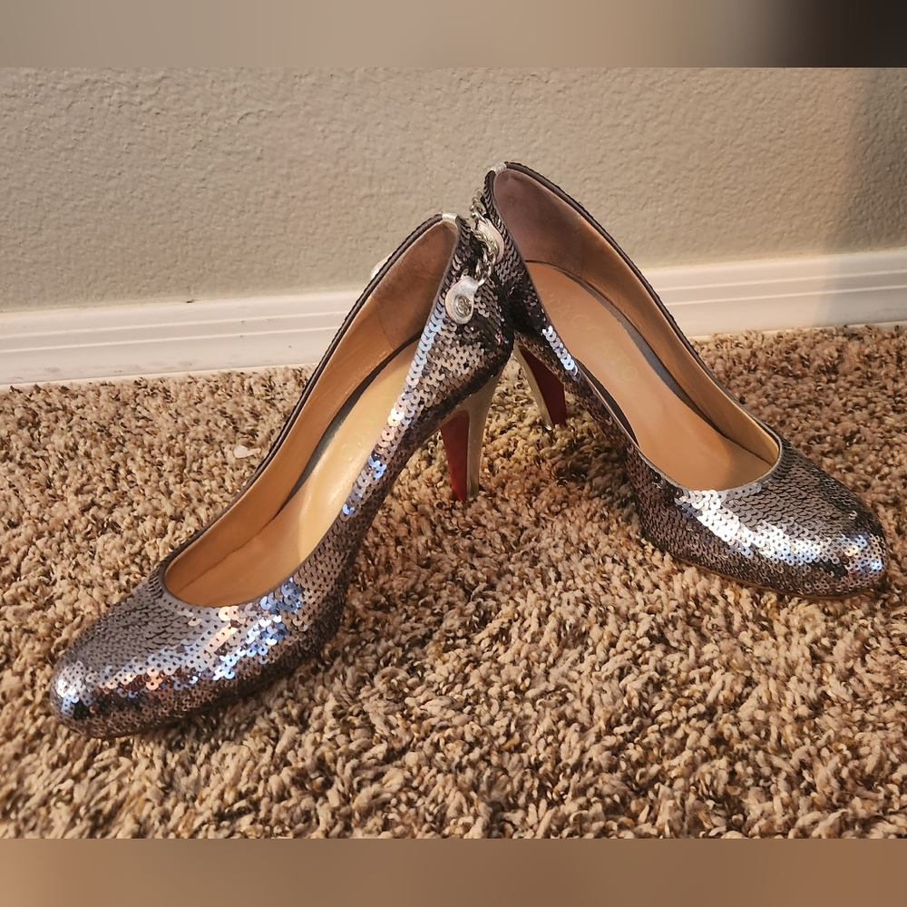Silver Sequin Pumps